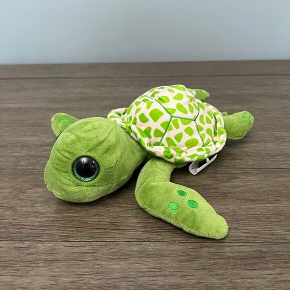 Green Turtle with Glitter Eyes‎ & Embroidered Spotted Fins Plush - Picture 2 of 7